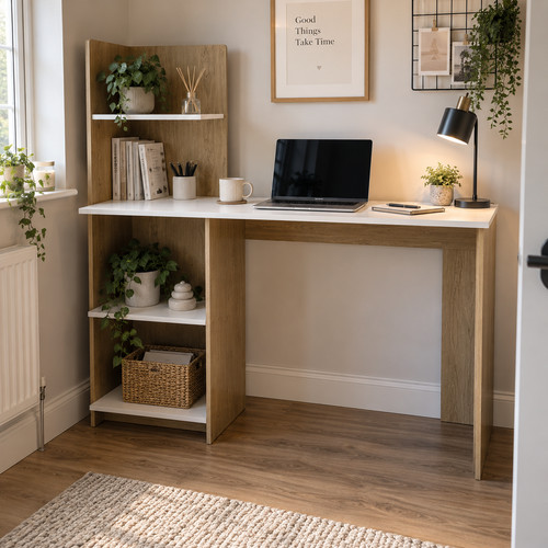 Computer desk 120cm oak white - 120cm,