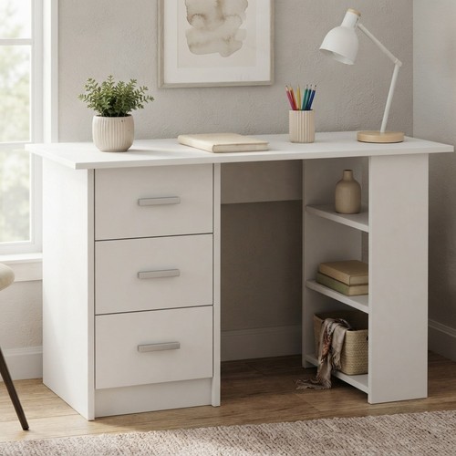 Lacquered white writing desk - writing,