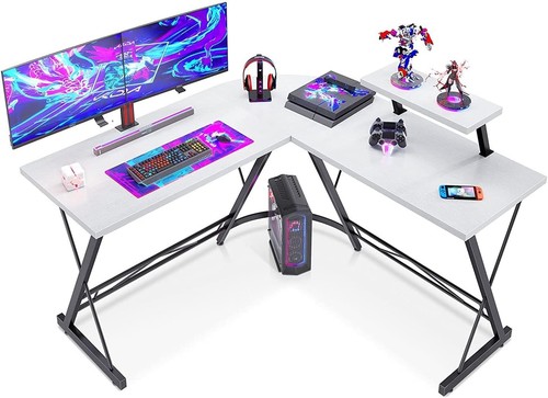 White corner gaming desk - corner,