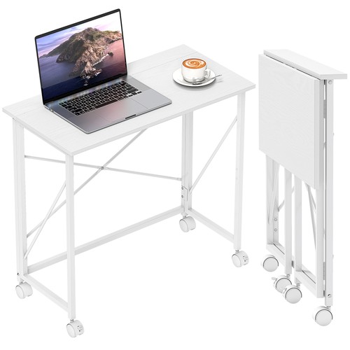 Homcom folding desk wheels - desk, on