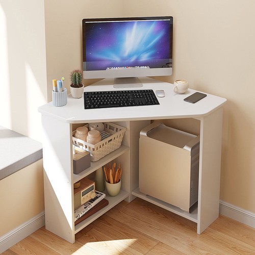 White corner computer desk - corner,